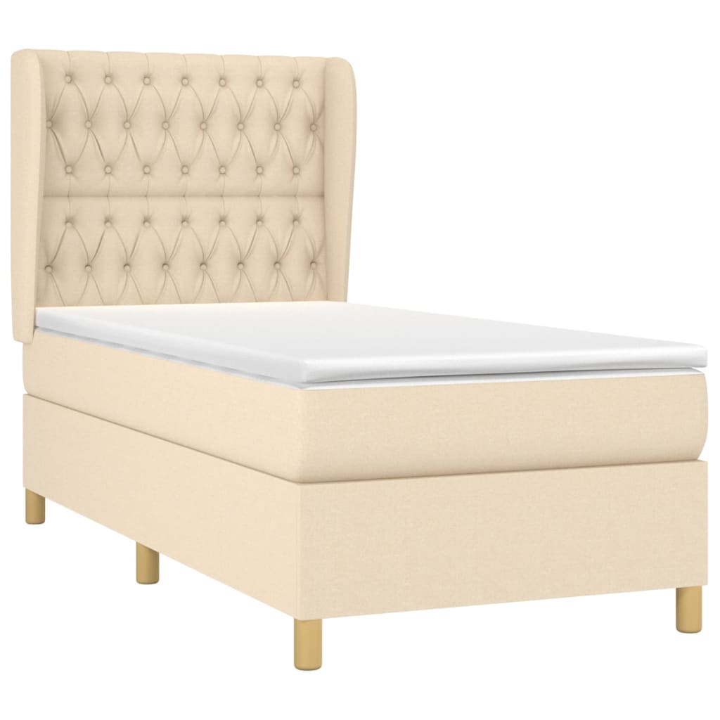 Boxspringbett mit Matratze Creme 100x200 cm Stoff