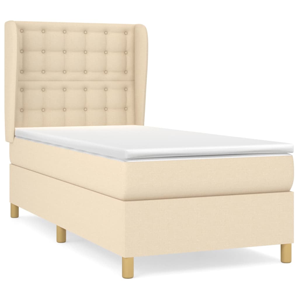 Boxspringbett mit Matratze Creme 80x200 cm Stoff