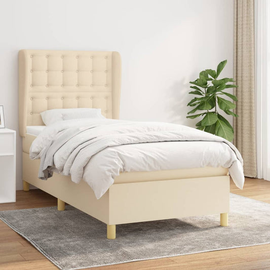 Boxspringbett mit Matratze Creme 80x200 cm Stoff