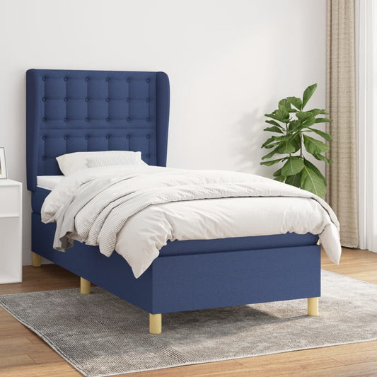 Boxspringbett mit Matratze Blau 90x190 cm Stoff