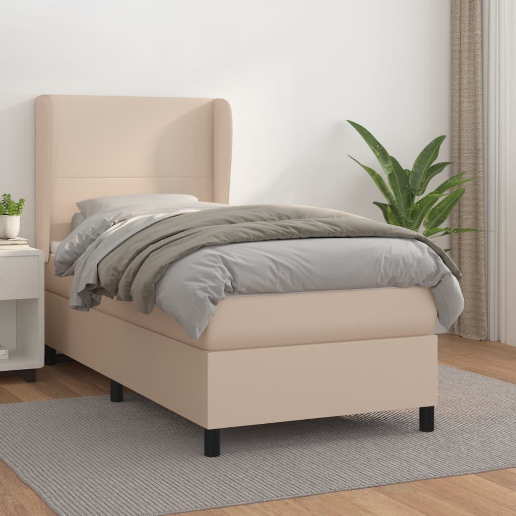 Boxspringbett mit Matratze Cappuccino-Braun 90x190cm Kunstleder