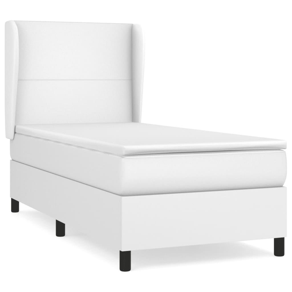 Lit à sommier tapissier avec matelas blanc 90x200 cm en similicuir