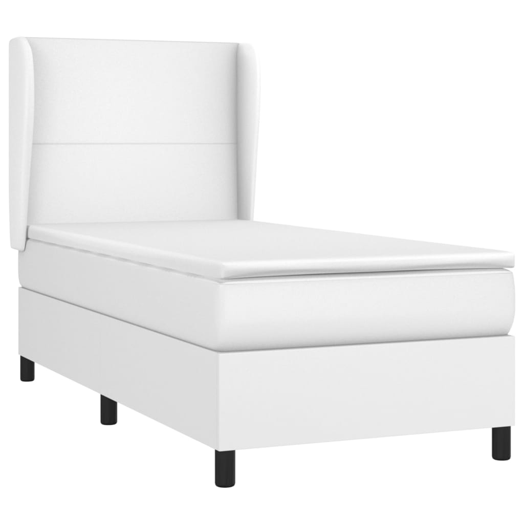 Lit à sommier tapissier avec matelas blanc 90x200 cm en similicuir