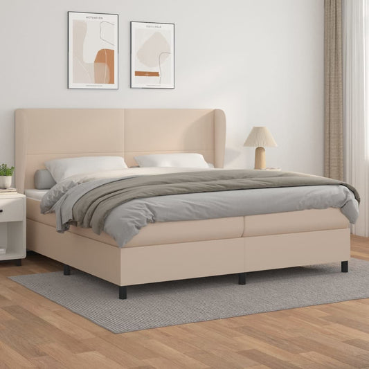 Matelas à sommier tapissier cappuccino-marron 200x200cm cuir artificiel