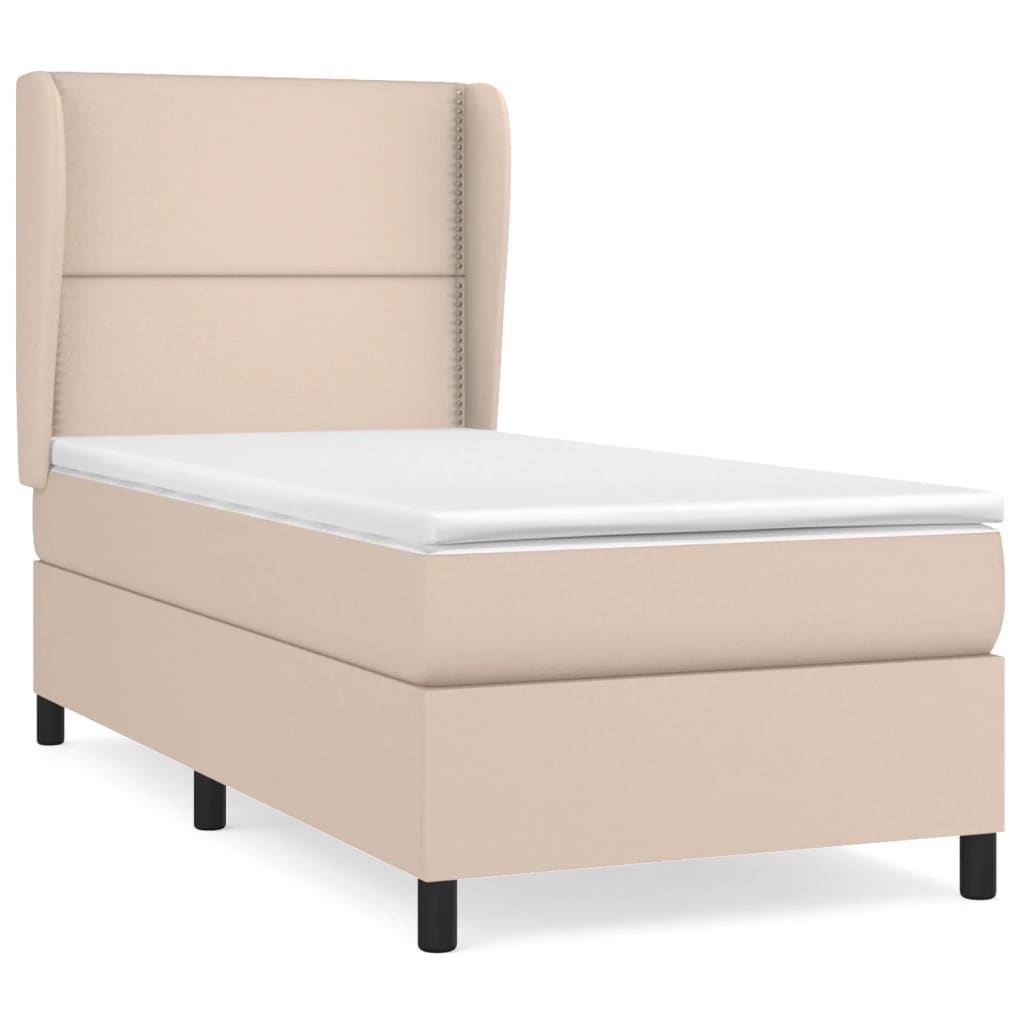 Boxspringbett mit Matratze Cappuccino-Braun 90x190cm Kunstleder