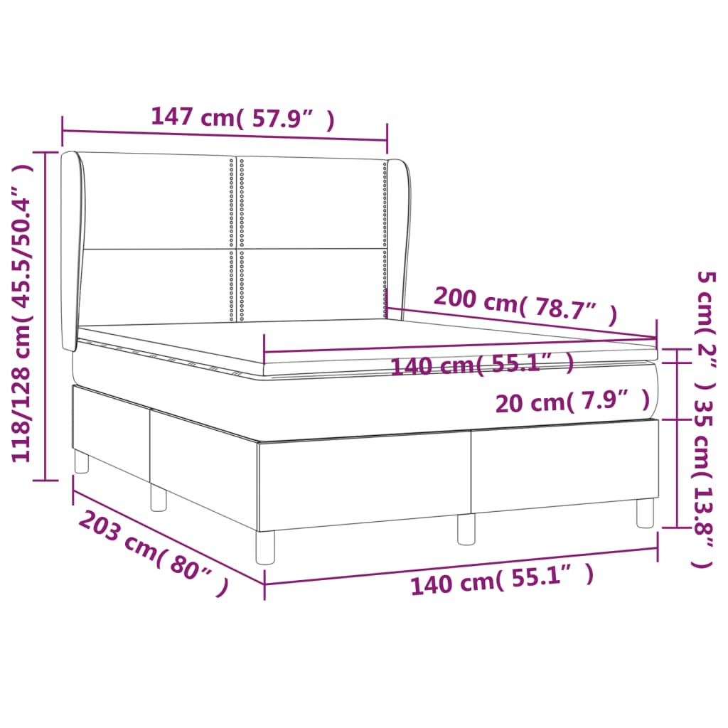 Matelas à sommier tapissier cappuccino-marron 140x200cm cuir artificiel