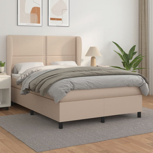 Matelas à sommier tapissier cappuccino-marron 140x200cm cuir artificiel