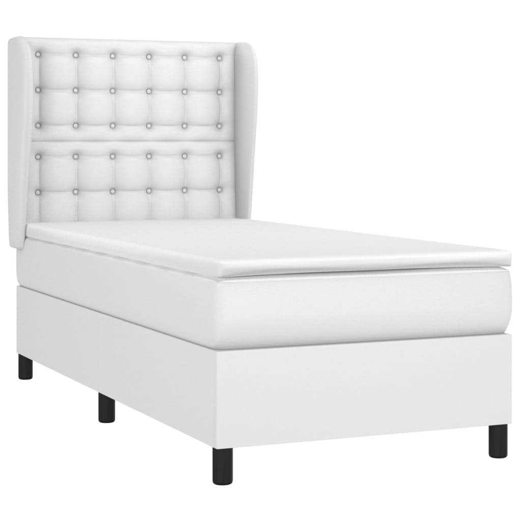 Boxspringbett mit Matratze Weiß 80x200 cm Kunstleder