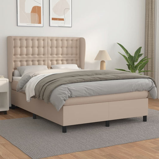 Matelas à sommier tapissier cappuccino-marron 140x190cm cuir artificiel