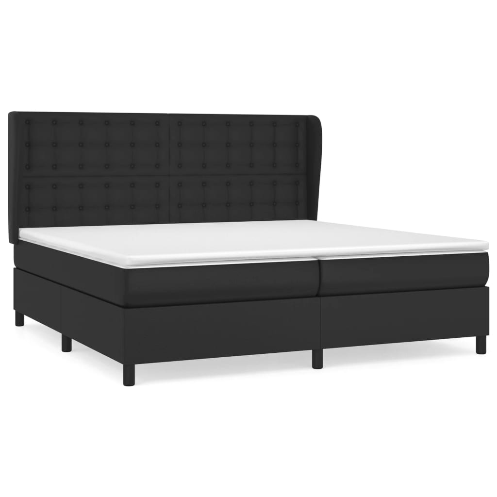Sommier tapissier avec matelas noir 200x200 cm cuir artificiel