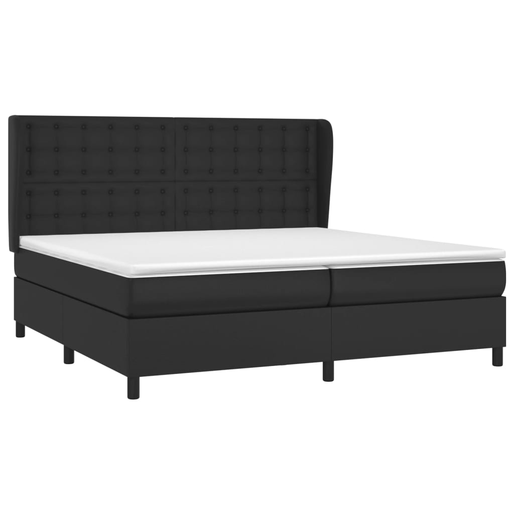 Sommier tapissier avec matelas noir 200x200 cm cuir artificiel