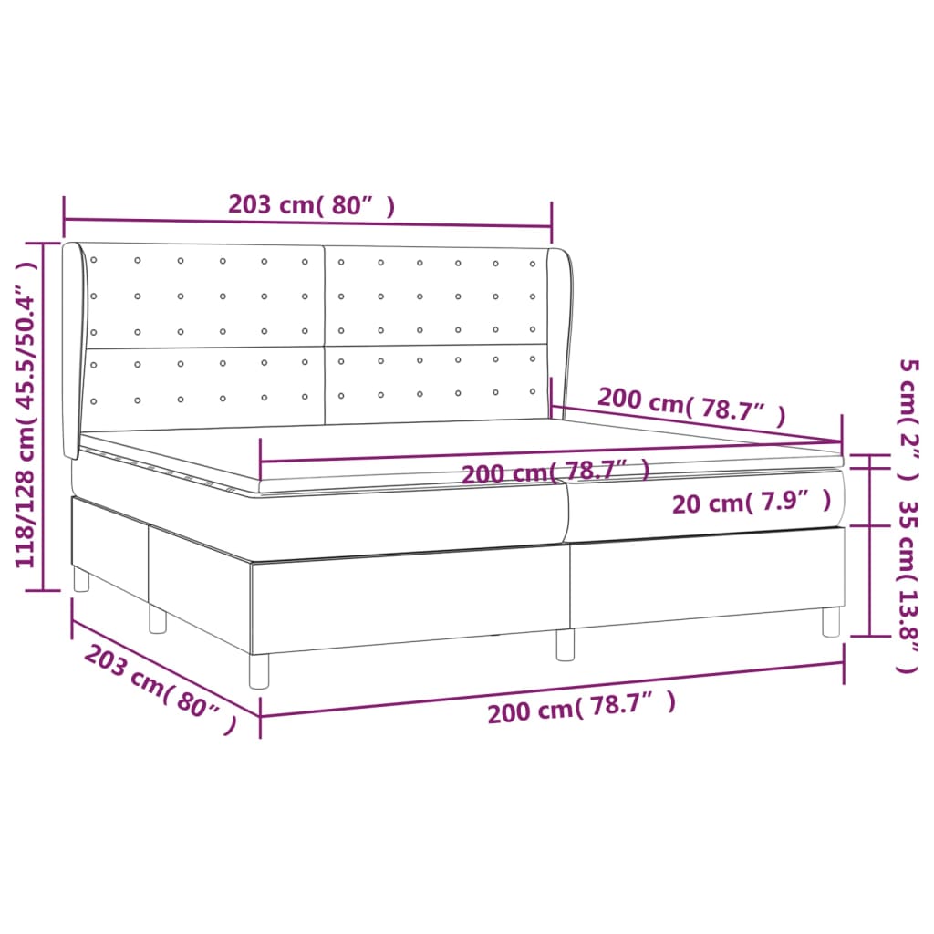 Sommier tapissier avec matelas noir 200x200 cm cuir artificiel