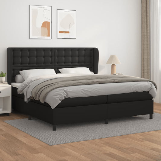 Sommier tapissier avec matelas noir 200x200 cm cuir artificiel