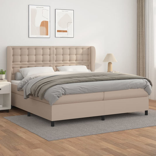 Matelas à sommier tapissier cappuccino-marron 200x200cm cuir artificiel