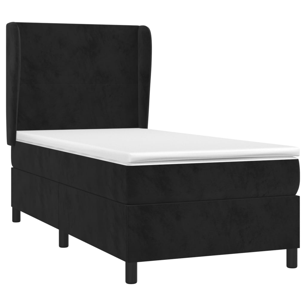 Boxspringbett mit Matratze Schwarz 90x190 cm Samt