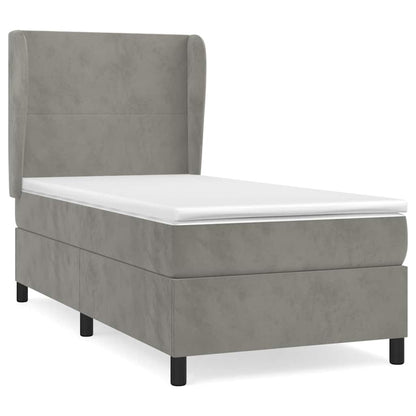 Boxspringbett mit Matratze Hellgrau 100x200 cm Samt