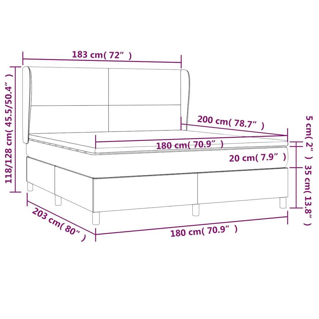 Boxspringbett mit Matratze Schwarz 180x200 cm Samt
