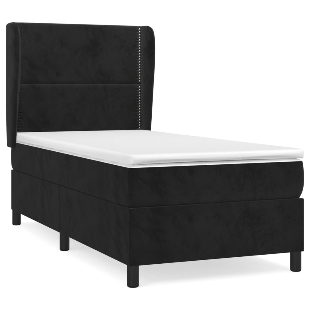 Boxspringbett mit Matratze Schwarz 90x190 cm Samt