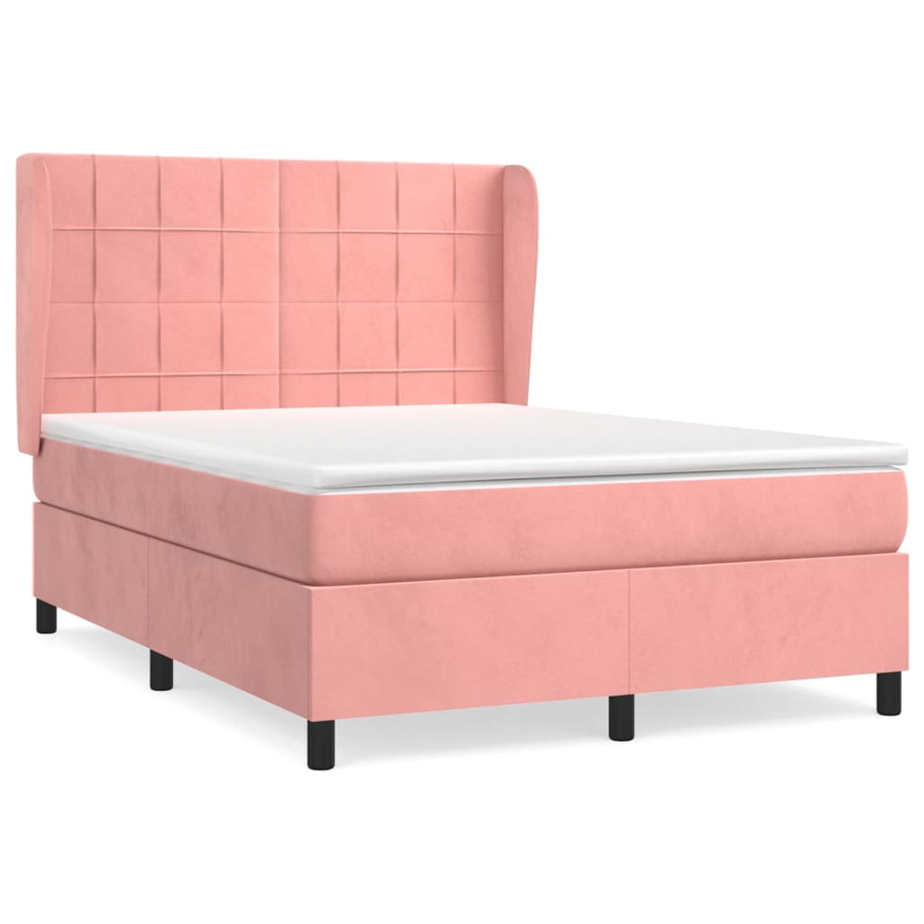 Boxspringbett mit Matratze Rosa 140x190 cm Samt