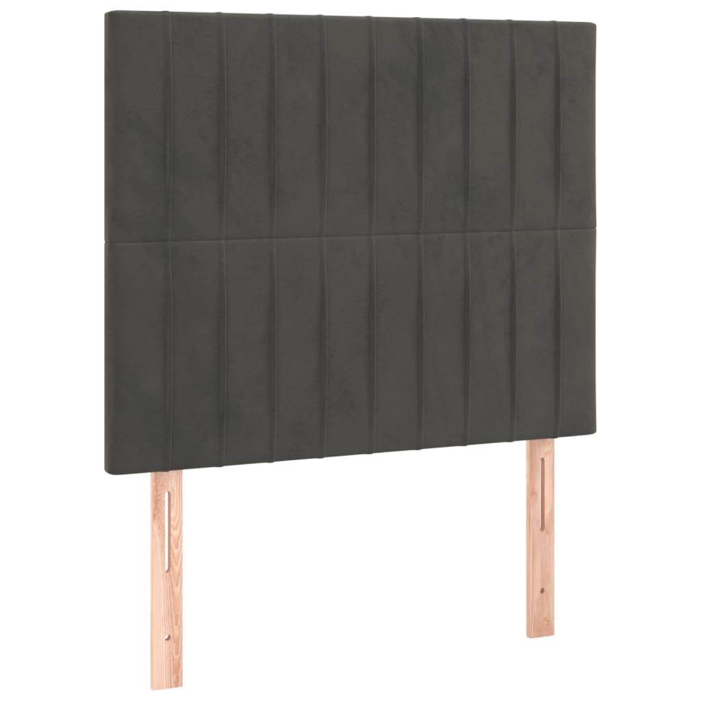 Sommier tapissier avec matelas gris foncé 100x200 cm velours