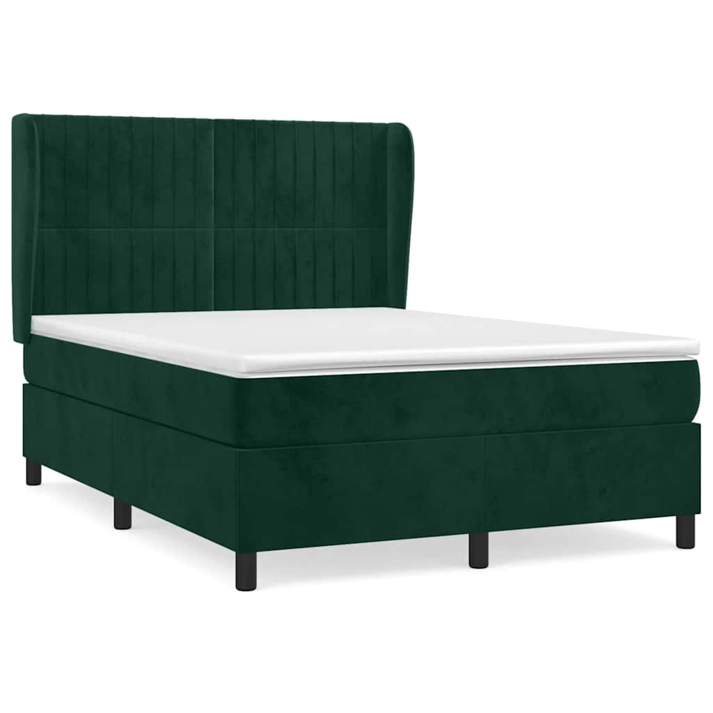 Boxspringbett mit Matratze Dunkelgrün 140x190 cm Samt