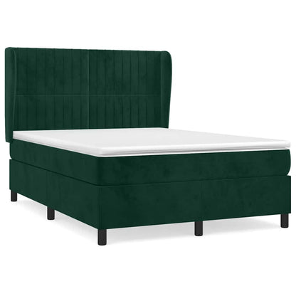 Boxspringbett mit Matratze Dunkelgrün 140x200 cm Samt