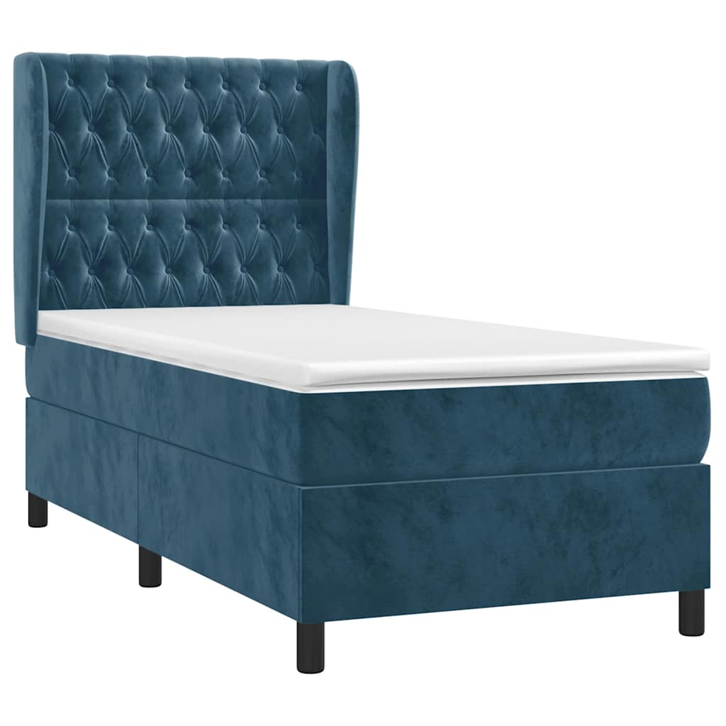 Boxspringbett mit Matratze Dunkelblau 80x200 cm Samt