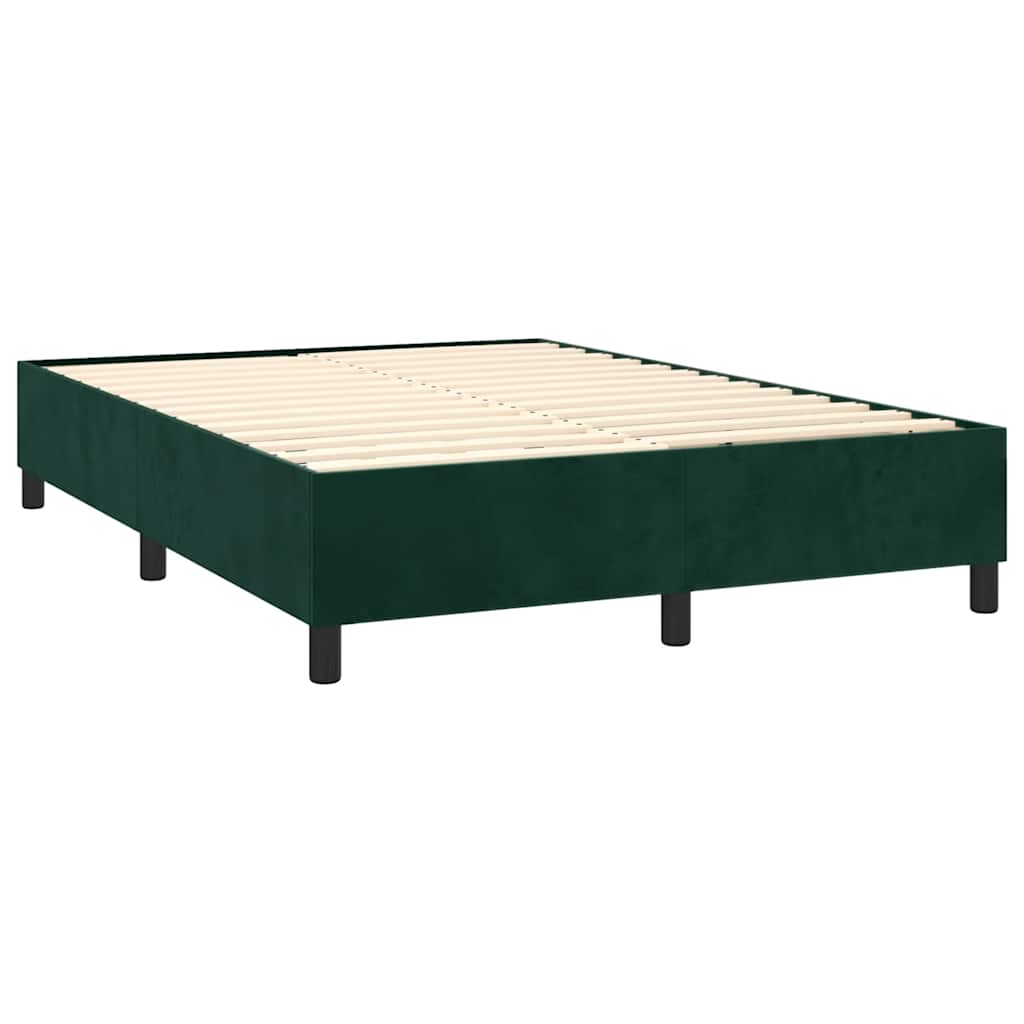 Boxspringbett mit Matratze Dunkelgrün 140x190 cm Samt