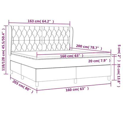 Boxspringbett mit Matratze Hellgrau 160x200 cm Samt