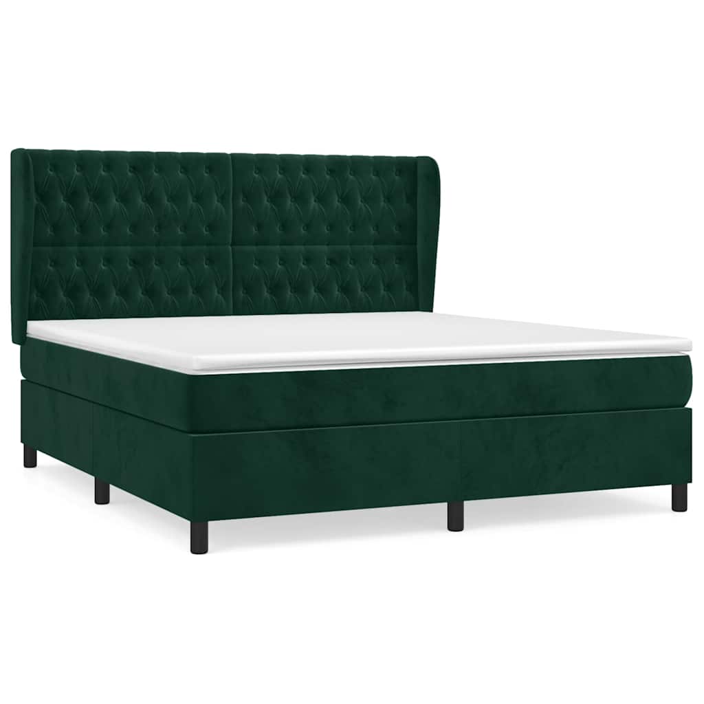 Boxspringbett mit Matratze Dunkelgrün 180x200 cm Samt
