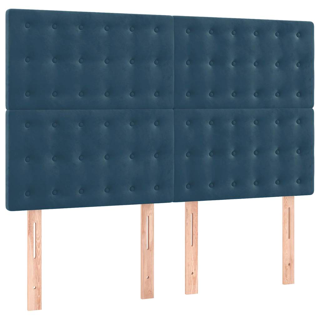 Boxspringbett mit Matratze Dunkelblau 140x200 cm Samt