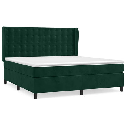 Boxspringbett mit Matratze Dunkelgrün 160x200 cm Samt