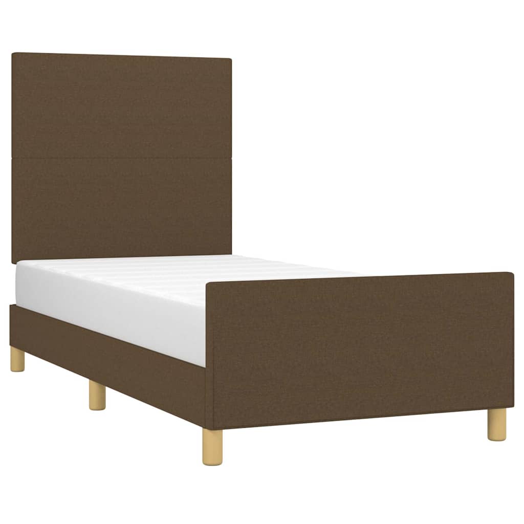 Bettgestell ohne Matratze Dunkelbraun 90x190 cm Stoff