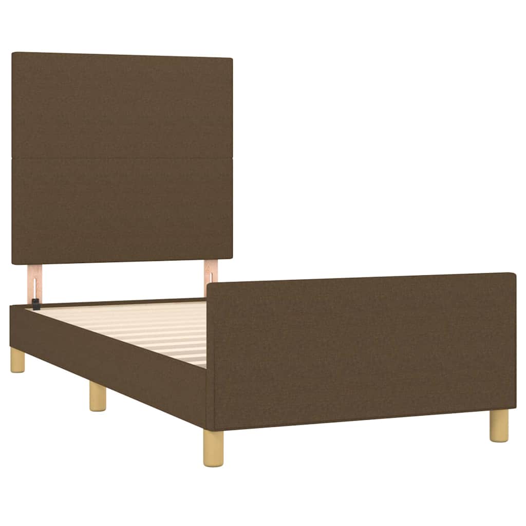 Bettgestell ohne Matratze Dunkelbraun 90x190 cm Stoff
