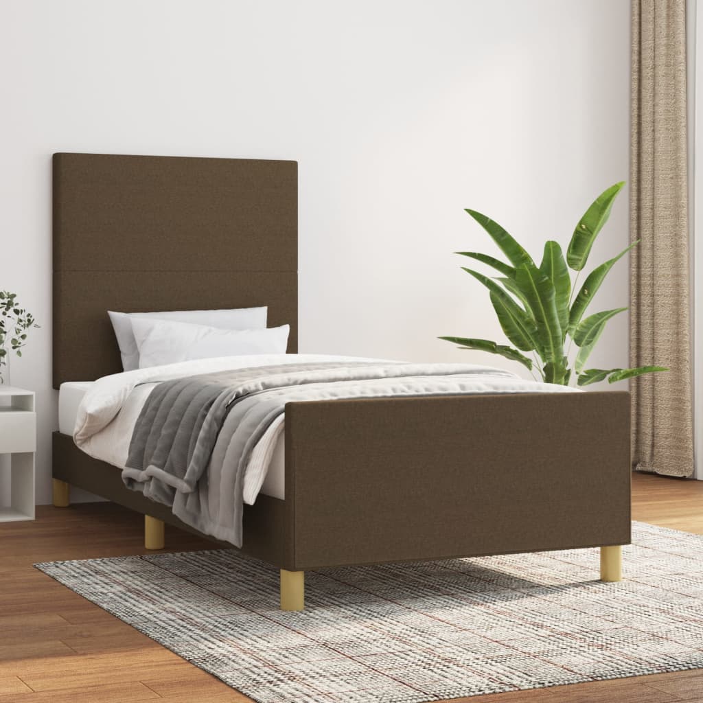 Bettgestell ohne Matratze Dunkelbraun 90x190 cm Stoff