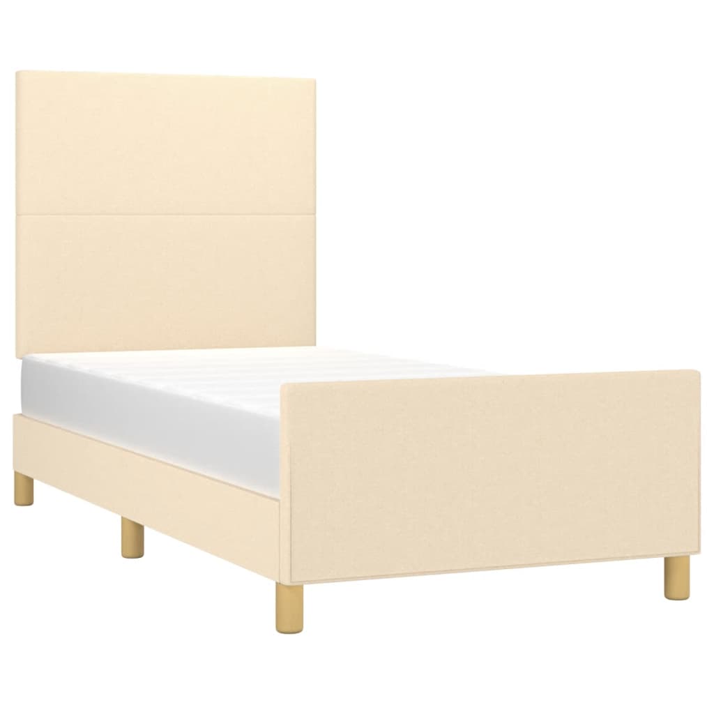 Bettgestell ohne Matratze Creme 90x190 cm Stoff