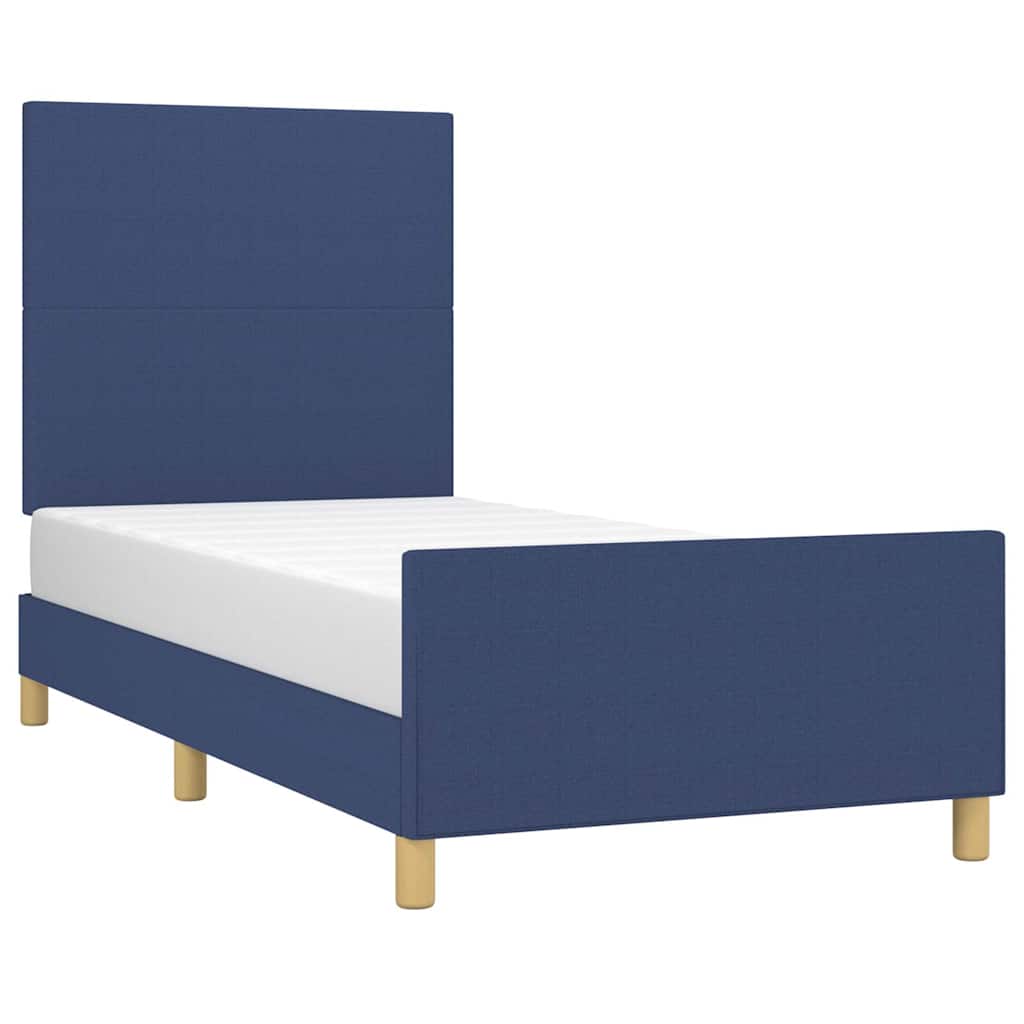 Bettgestell ohne Matratze Blau 90x190 cm Stoff