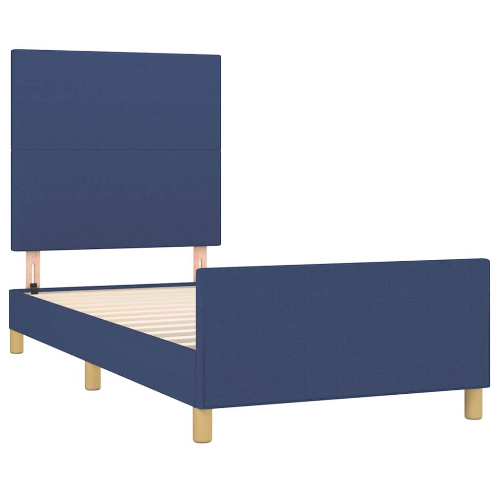 Bettgestell ohne Matratze Blau 90x190 cm Stoff