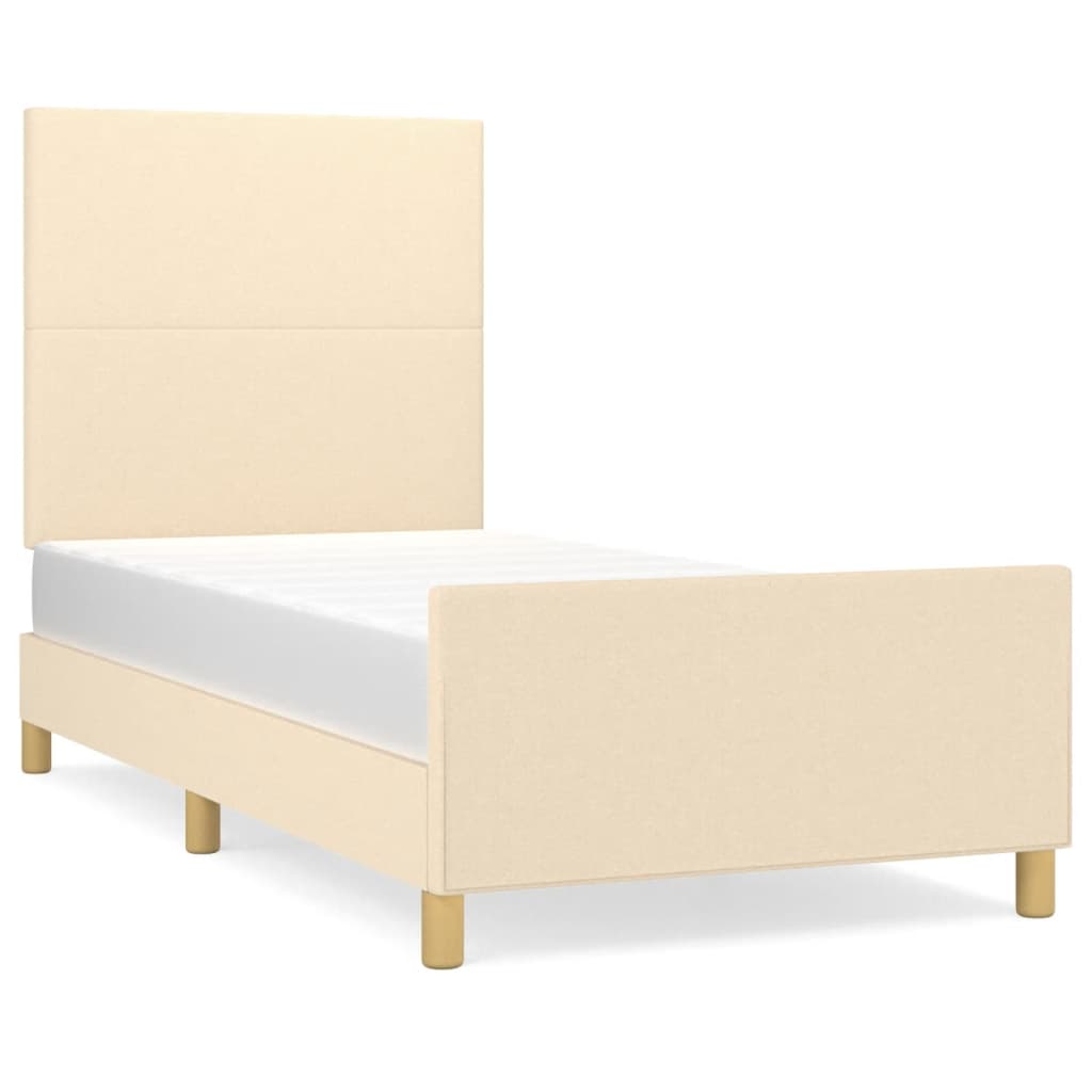 Bettgestell ohne Matratze Creme 90x200 cm Stoff
