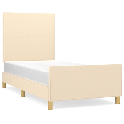 Bettgestell ohne Matratze Creme 90x200 cm Stoff