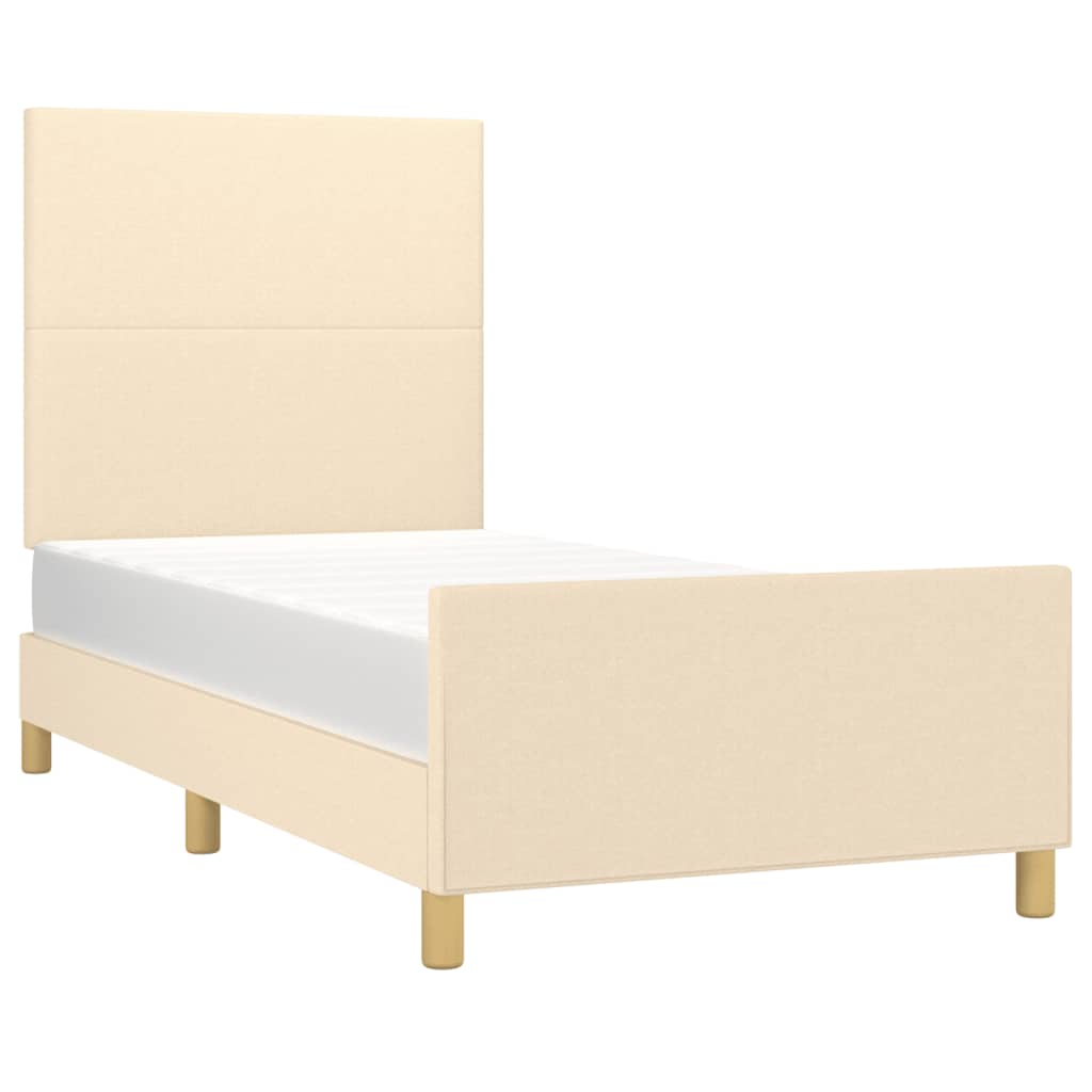Bettgestell ohne Matratze Creme 90x200 cm Stoff