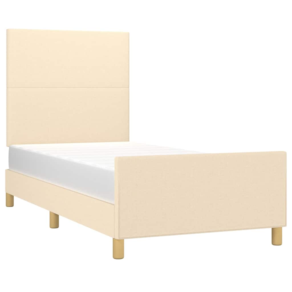 Bettgestell ohne Matratze Creme 90x200 cm Stoff