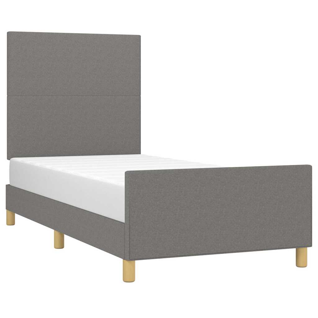 Bettgestell ohne Matratze Dunkelgrau 100x200 cm Stoff