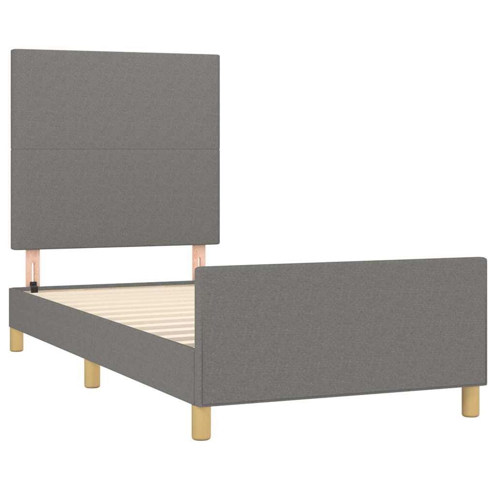 Bettgestell ohne Matratze Dunkelgrau 100x200 cm Stoff