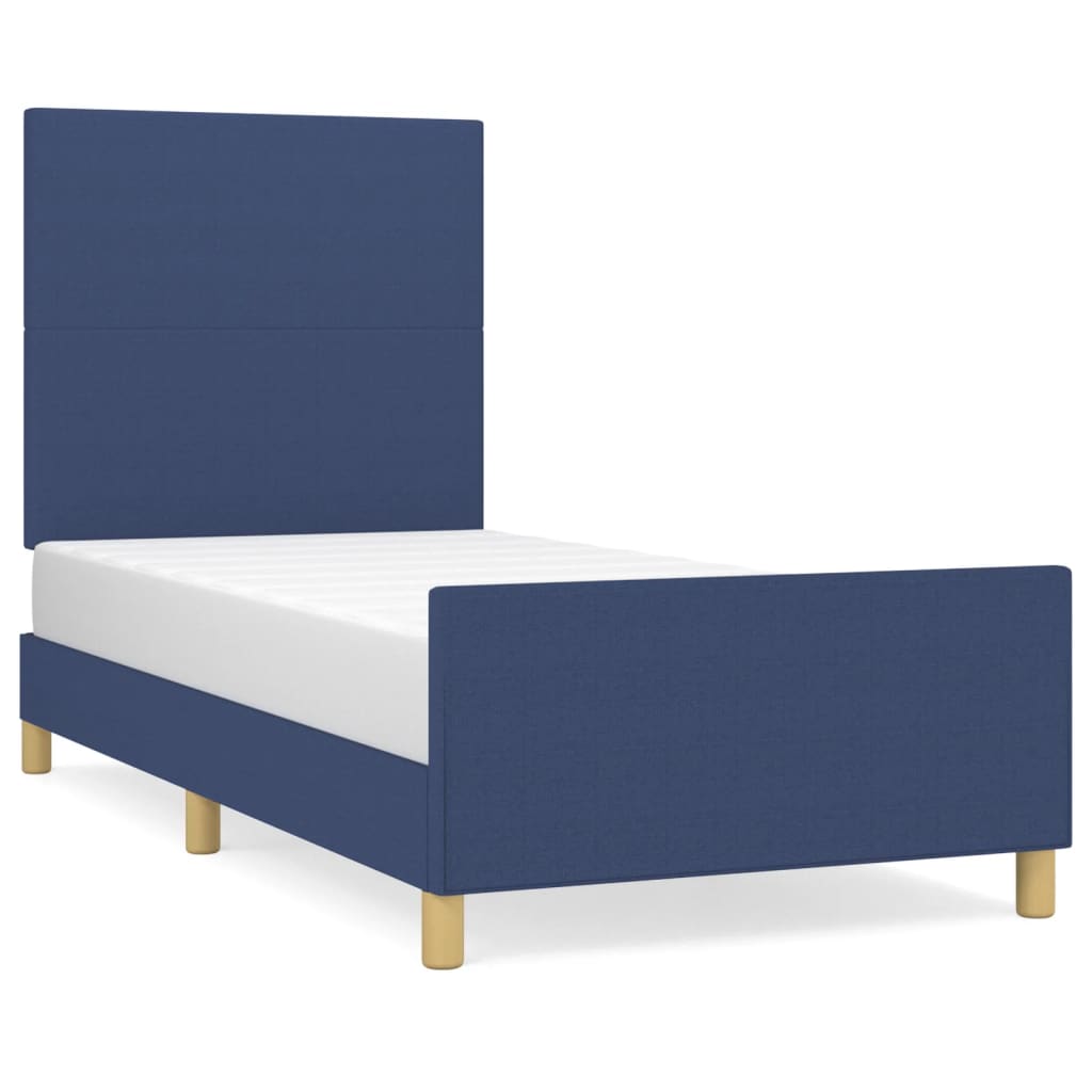 Bettgestell ohne Matratze Blau 100x200 cm Stoff