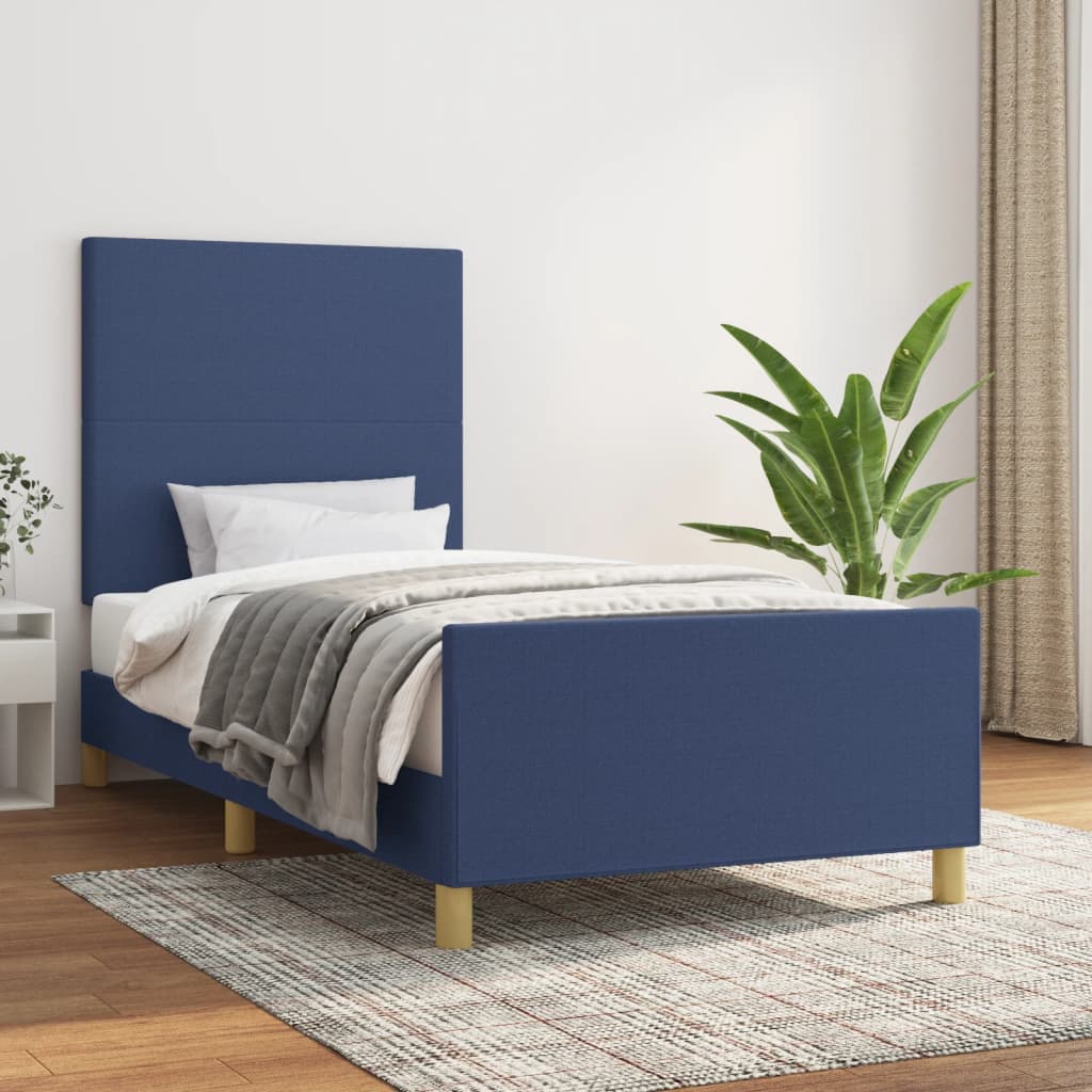Bettgestell ohne Matratze Blau 100x200 cm Stoff