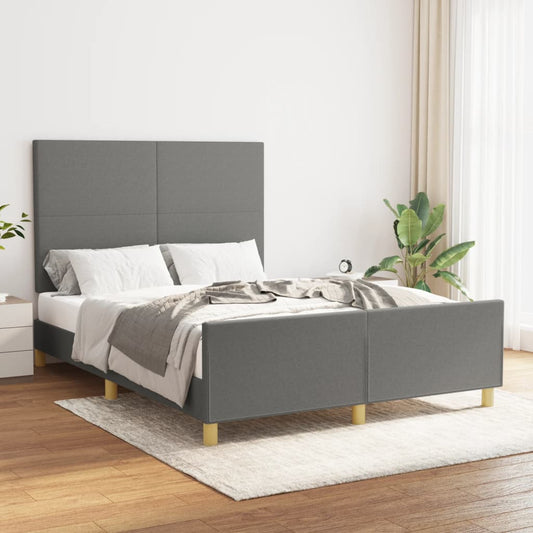 Bettgestell ohne Matratze Dunkelgrau 140x190 cm Stoff