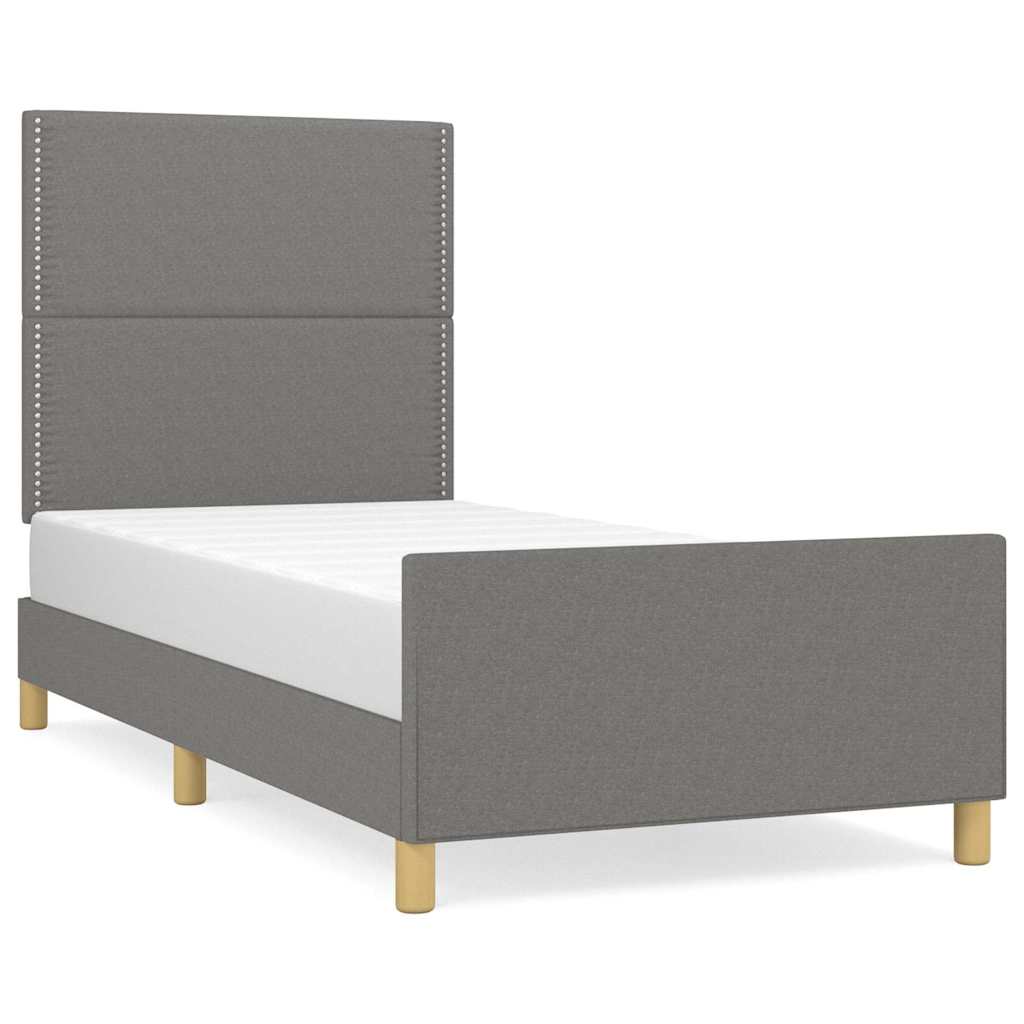 Bettgestell ohne Matratze Dunkelgrau 90x190 cm Stoff