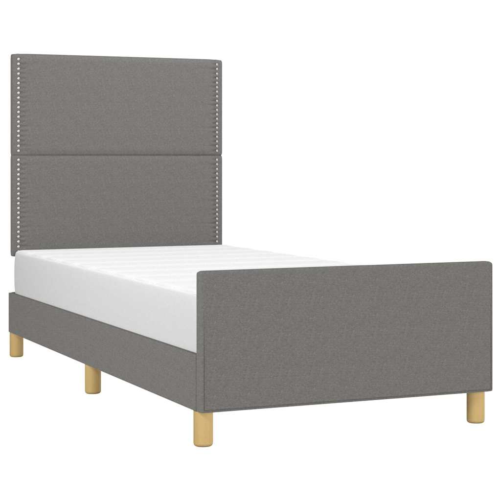 Bettgestell ohne Matratze Dunkelgrau 100x200 cm Stoff