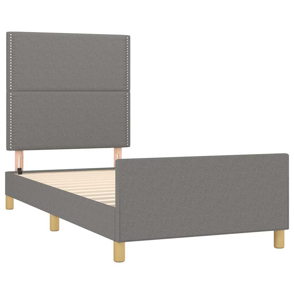 Bettgestell ohne Matratze Dunkelgrau 100x200 cm Stoff